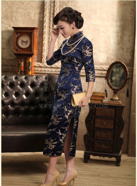 dark blue qipao