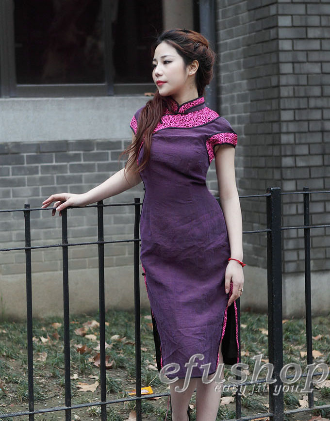 Purple Watered Gauze Silk Cheongsam Dress Scs104 Custom Made Cheongsamchinese Clothes Qipao 